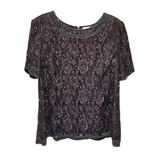 Vintage Lace Top Sequin Beaded